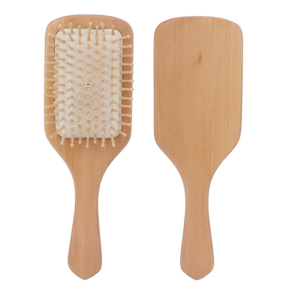 Bamboo Bristles Detangling Paddle Brush Ergonomic Handle Scalp Massage Brush Blow Drying