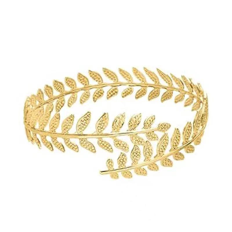 Geometrisches Metall-Armband-Set: Übertriebene Blätterarmreifen, sechsteiliges offenes Design