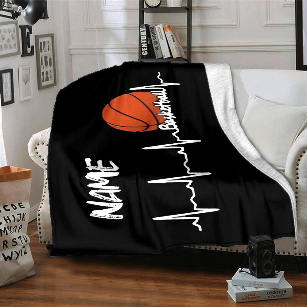 Custom Name Basketball Theme Printed Blanket - Perfect for Couch, Bed, Travel & Outdoor Use | Machine Washable, Cozy & Durable.