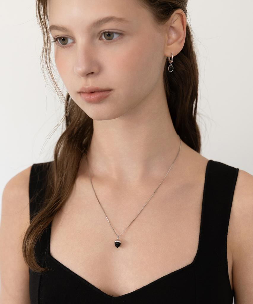 Tatiana (Silver 925) Acorn Stone Pendant Necklace Nz2523 Onyx