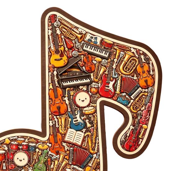 Ornament Puzzle Jigsaw Notă Muzicală Instrument, Puzzle 3D din Lemn Notă Muzicală, Artă de Afișare Instrumente Muzicale, Cadou pentru Pasionații de Muzică