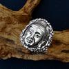 Anello Grande Aperto Retro Vairocana Buddha Per Uomini Rame Placcato Argento Punk Gotico Edgy Accessori Buddismo Benedizione Regalo