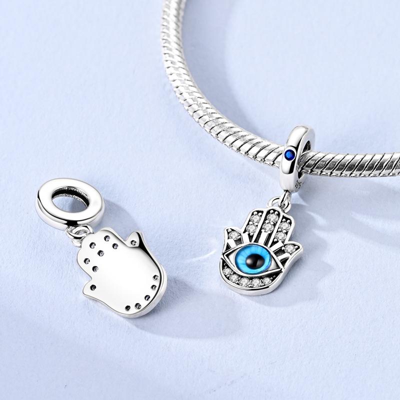 Copper Charms Beads Blue Eyes And Palms Dangle Fit Original Bracelet Pendants For Women Jewelry Gift