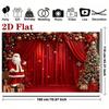 2D Christmas Red Curtain Backdrop Santa & Tree Party Photography Background