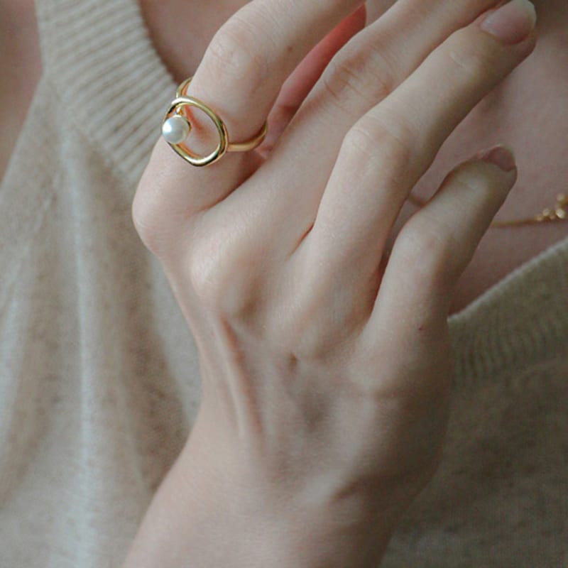 

EIGHTMORE silver925 round pearl ring gold plated