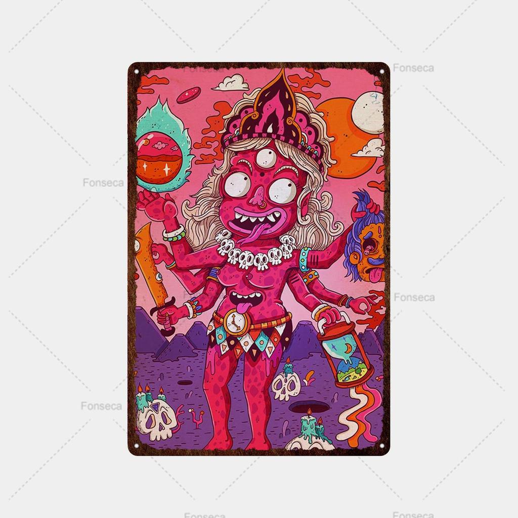Colored Weird Planet Metal Sign Retro Tin Sign Metal Retro Bar Retro Wall Decoration Bar Club Man Hole Metal Poster