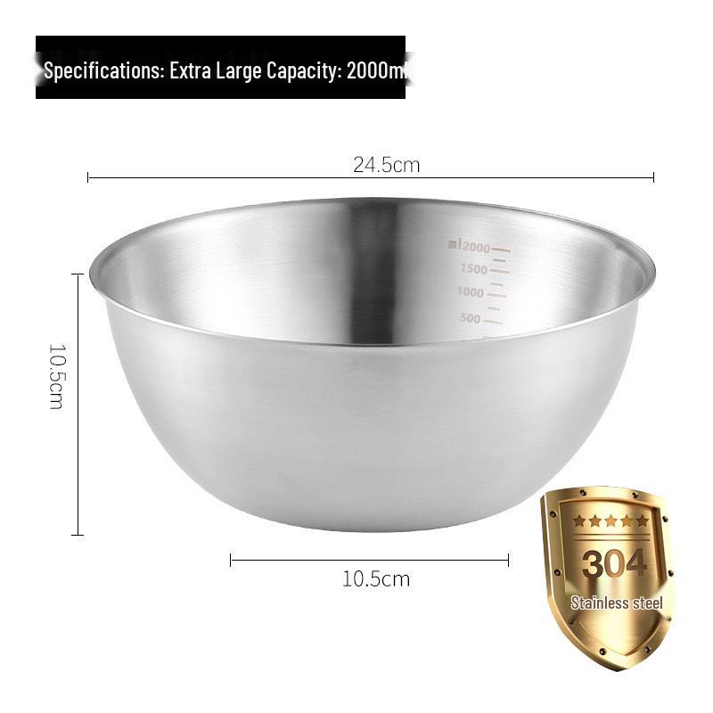 304 Edelstahl Rührschüssel im japanischen Stil mit Skala für Salat, Eierschlagen, Backen und Teigmischen - Goldfarbenes Finish