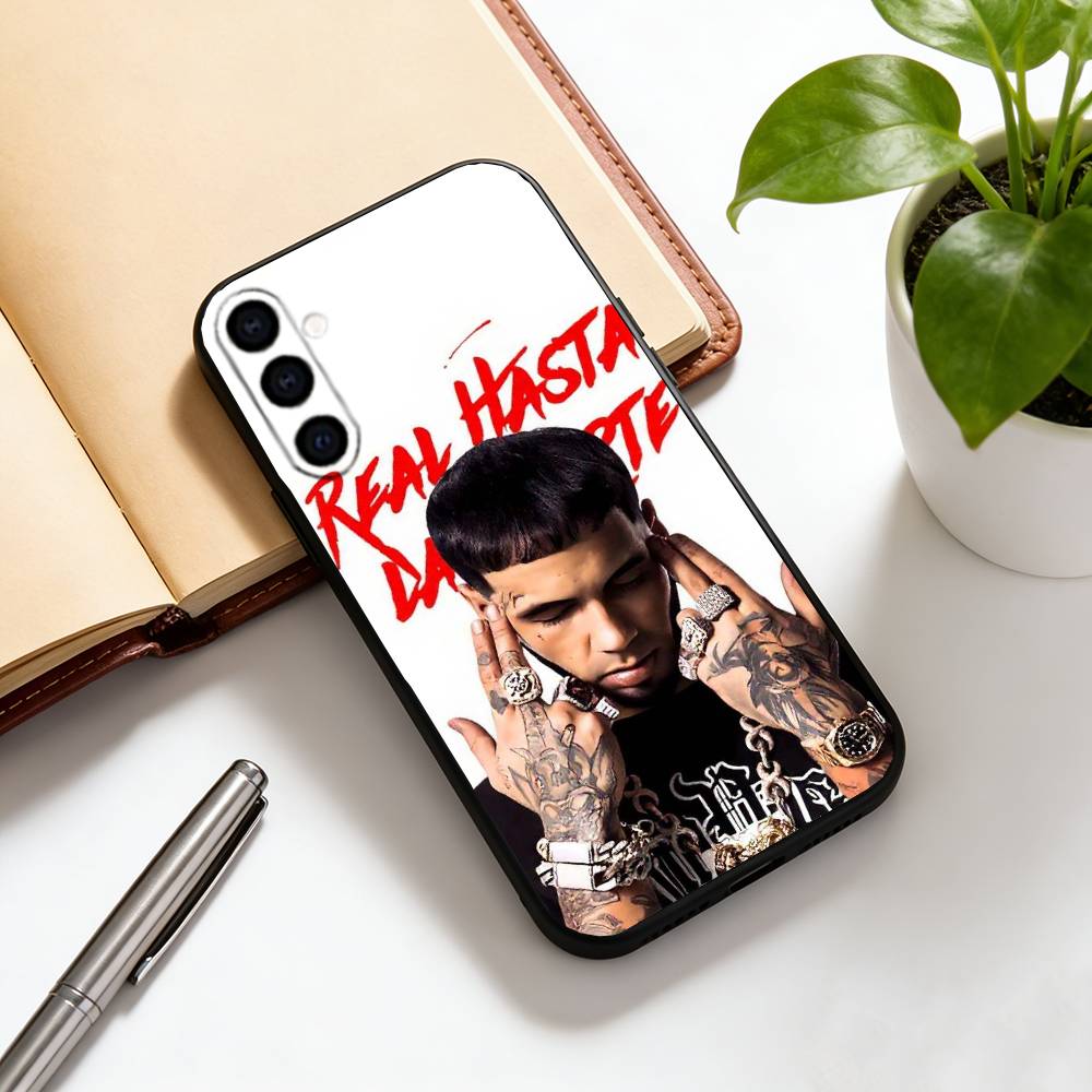 

A-AnuelReal Phone Case Black Silicone Soft For Samsung Galaxy A73,A72,A71,A70,A53,A52,A51 Samsung a20s