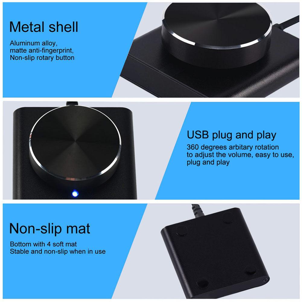 1-5Pcs USB Volume Control Lossless PC Laptop Speaker Volume Controller Knob Adjuster Digital Control With One Key Mute Function