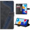Case for Xiaomi Redmi Note 11-Note 11S, Two-Tone PU Leather Wallet Case with Card Slots and Stand, Spliced Pattern, Black