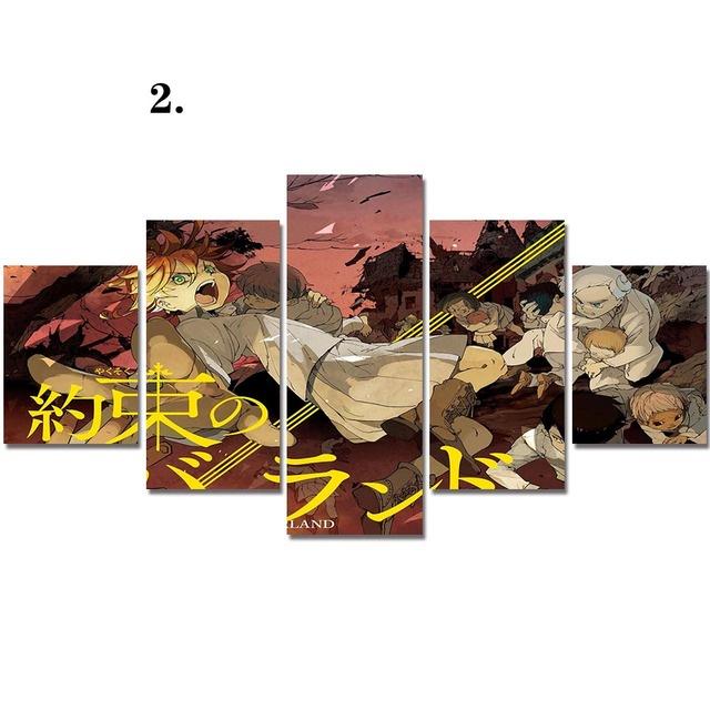 Canvas Anime Characters Painting 5 Pieces The Promised Neverland Posters Modern Home Decor Wall Picture Living Room No Frame Art