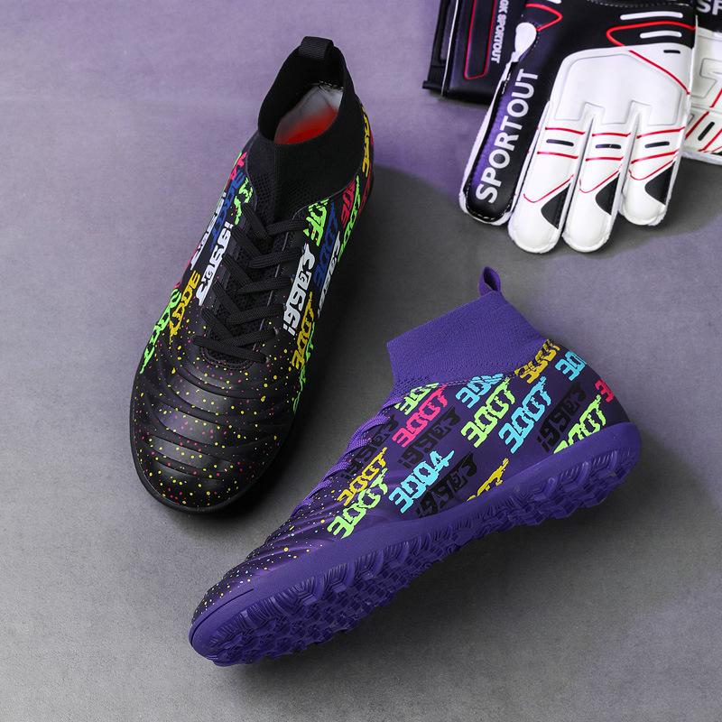 Men's and Women's High-top Football Shoes Breathable and Wear-resistant Artificial Turf Professional Game Training Sports Football Shoes