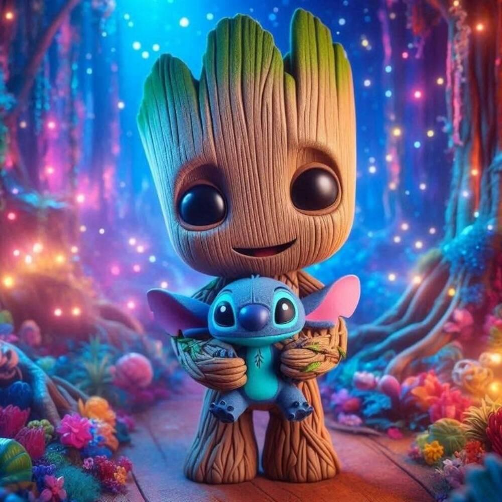 

Disney Грут Стич Мультфильм DIY Алмазная Живопись Холст Домашний Декор для Стены Спальни Ручная Работа Подарок Round 20x20cm