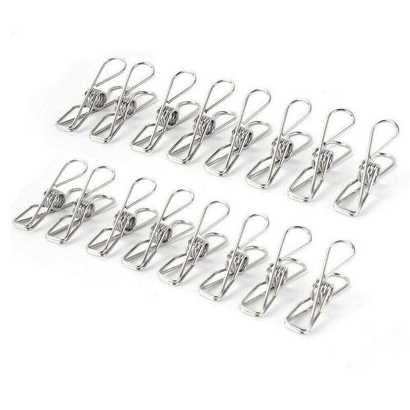 Steel 20x Stainless Clothes Pegs Hanging Clip Pins Laundry Windproof Clamp Tool
