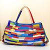 Leather Women'S Bag Simple And Versatile First-Layer Cowhide Fashionable And Versatile Striped Splicing Single Shoulder Messenger Bag
