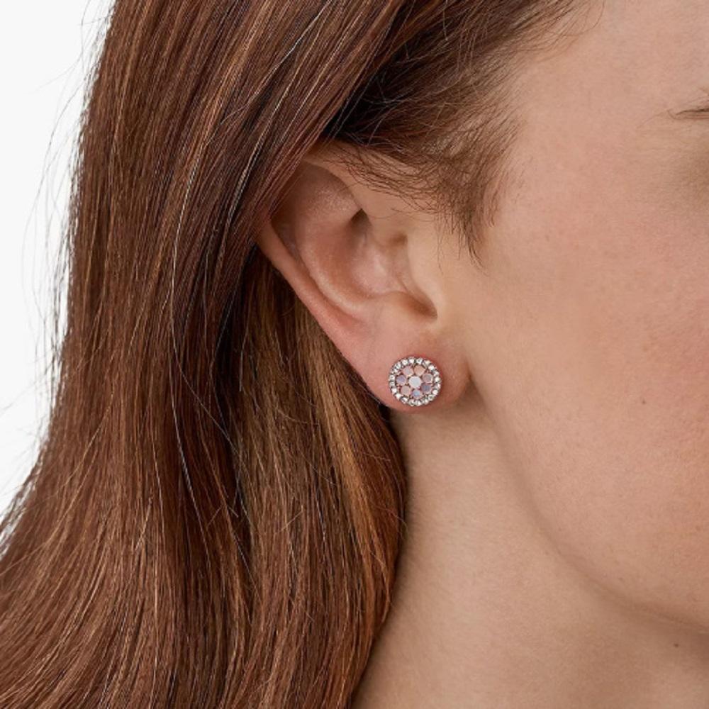 Fossil Women's Mosaic Mother-of-Pearl Stud Earrings Jf02906791 Rose Gold