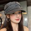 Suede Pleated Equestrian Hat Women's Autumn and Winter Retro Casual Versatile Flat Top Beret Show Face Newsboy Hat