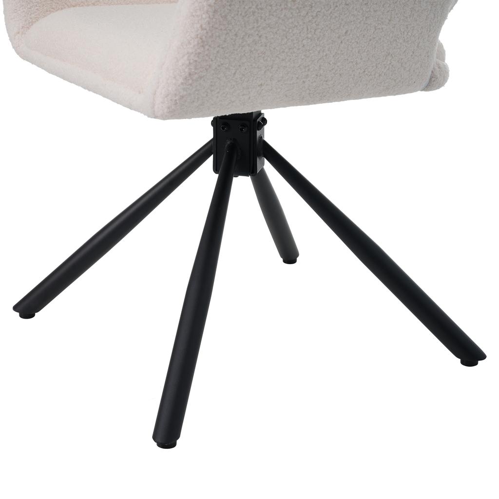 Swivel, Sherpa Fabric, Set of 2, With Armrests, Modern and Simple, Dining Chair, White
