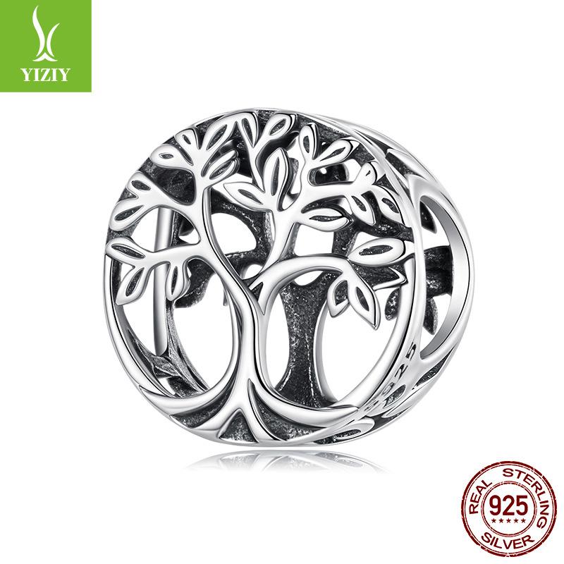 Hollow Tree Of Life S925 Sterling Silver Beads Loose Beads Retro Trend Diy Lucky Beading Accessories