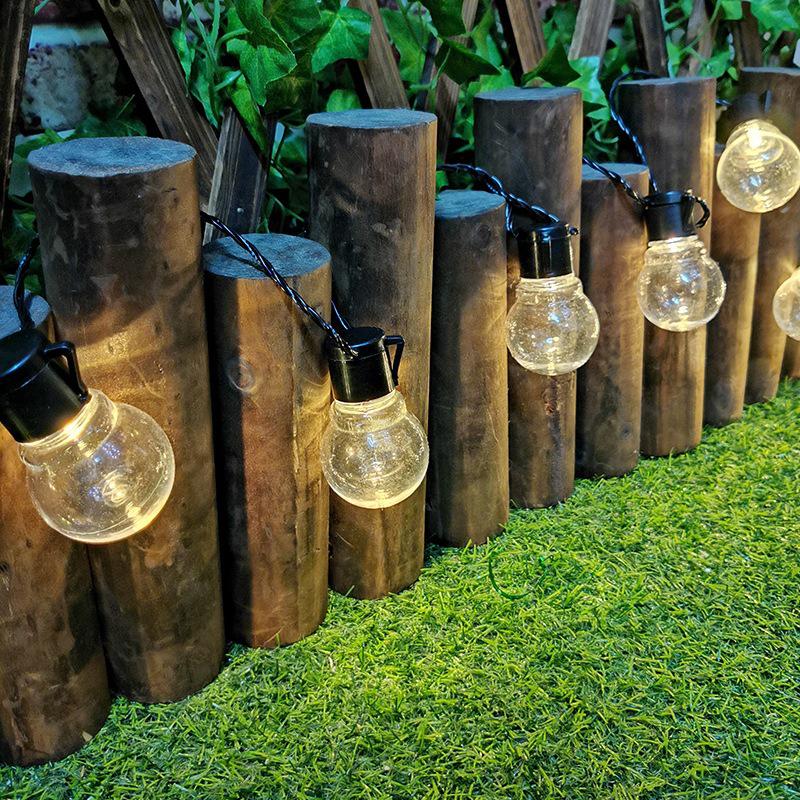 LED Solar Vintage String Lights - Outdoor Garden Transparent Ball Bulbs