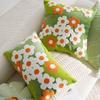 1pc, Daisy Floral Embroidered Throw Pillow Cover Cushion Pillow Case For Sofa Living Room, Home Decor Room Decor, Without Pillow Insert
