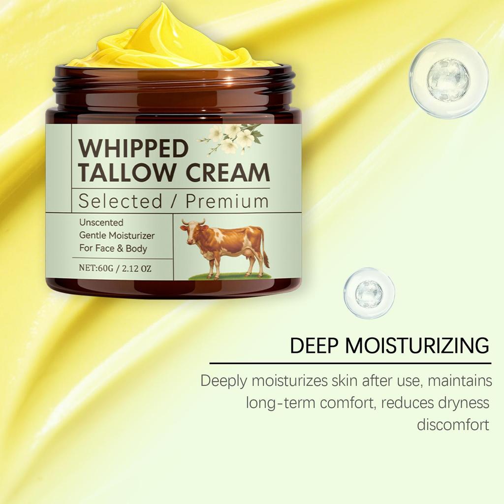 Aufgeschlagene Talgcreme für empfindliche Haut – Barriere-Reparatur, leichte, unparfümierte Feuchtigkeitscreme für Gesicht und Körper, 60 g