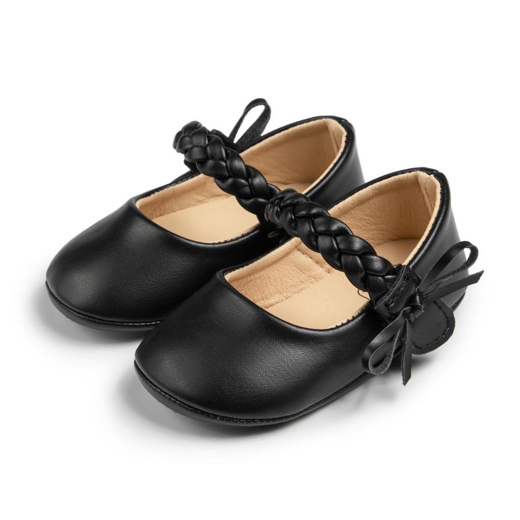 Versatile Bow Princess Shoes - PU Leather, Soft Sole, Baby Walking Shoes