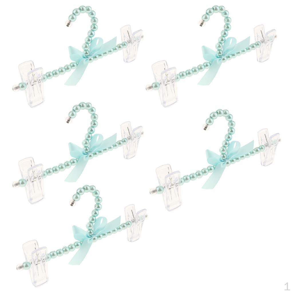 Вешалка для одежды с бусинами из искусственного жемчуга 23 см с 2 зажимами 5 шт синий 1450₽