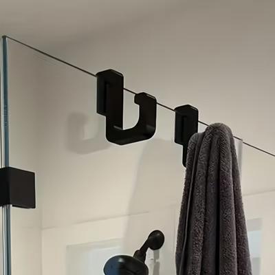 2Pcs Shower Door Hooks Bathroom Towel Hooks Bath Robe Hanger Hooks for 8mm Thick Frameless Glass Shower Door