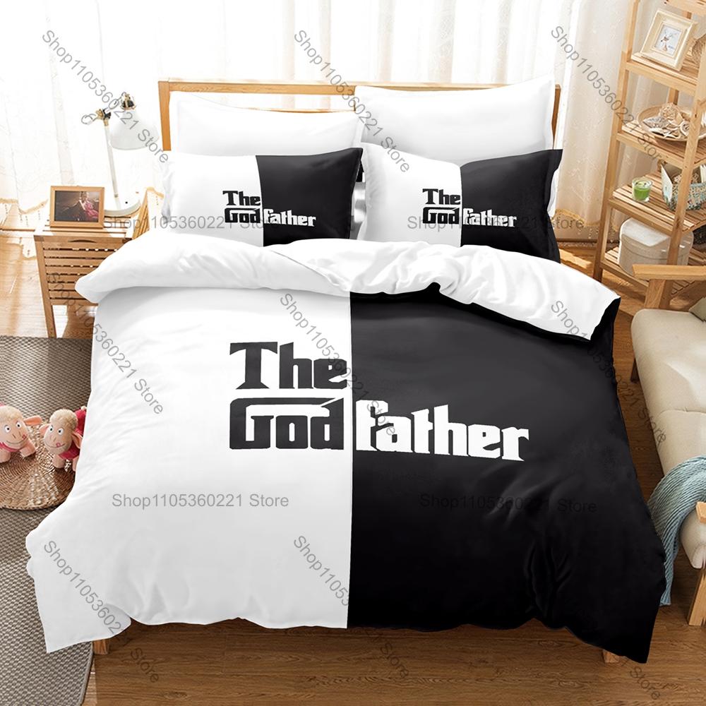 Cool Icon Godfather Portrait Graphic Bedroom Decor Bedding Duvet Cover + 2 Pillowcases Classic Movie Fan Room Decor