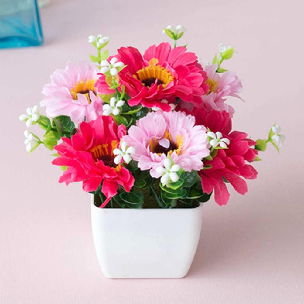 Modern Plastic Outdoor Artificial Flowers Fake Plants In Pot Garden Decoration