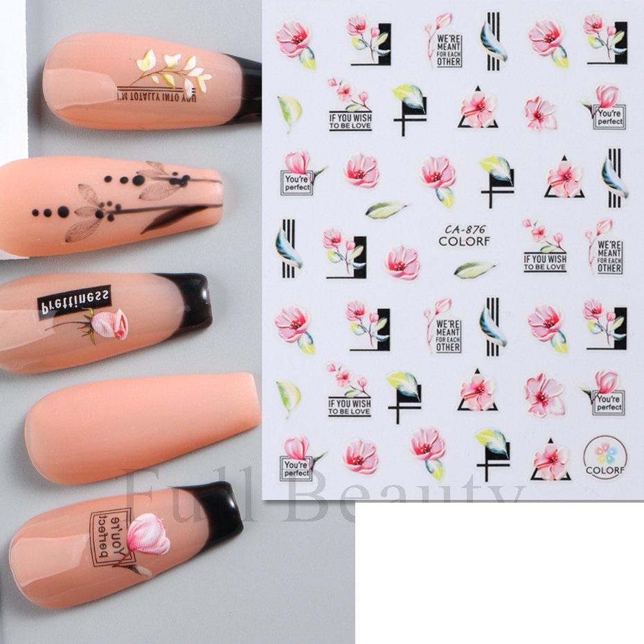 

3D наклейки для ногтей Цветочные растения Наклейки для дизайна ногтей Цветочные листья Весенние слайдеры Маникюрный декор