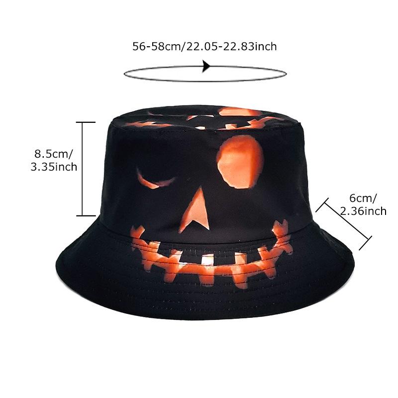 New Creative Halloween Fisherman Hat Pumpkin Ghost Print Reversible Sun Protection Outdoor Daily Wear Party Hat For Men Women