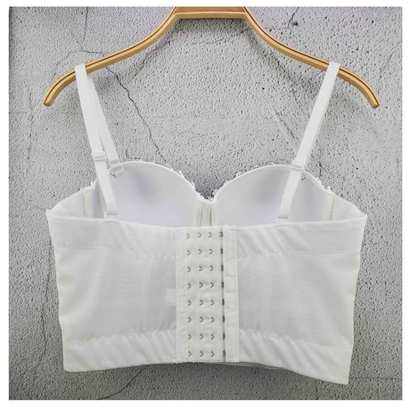 Handmade Crystal-embellished Popular Small Tank Top with A Halter Neckline Street Style Trendy Waist-cinching Bra Top Camis & Tank Tops