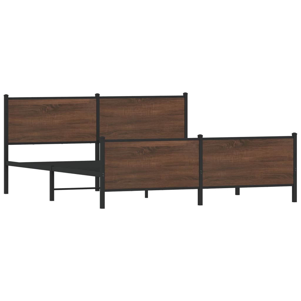 Metal Bed Frame Without Mattress Brown Oak Effect 200x200 Cm