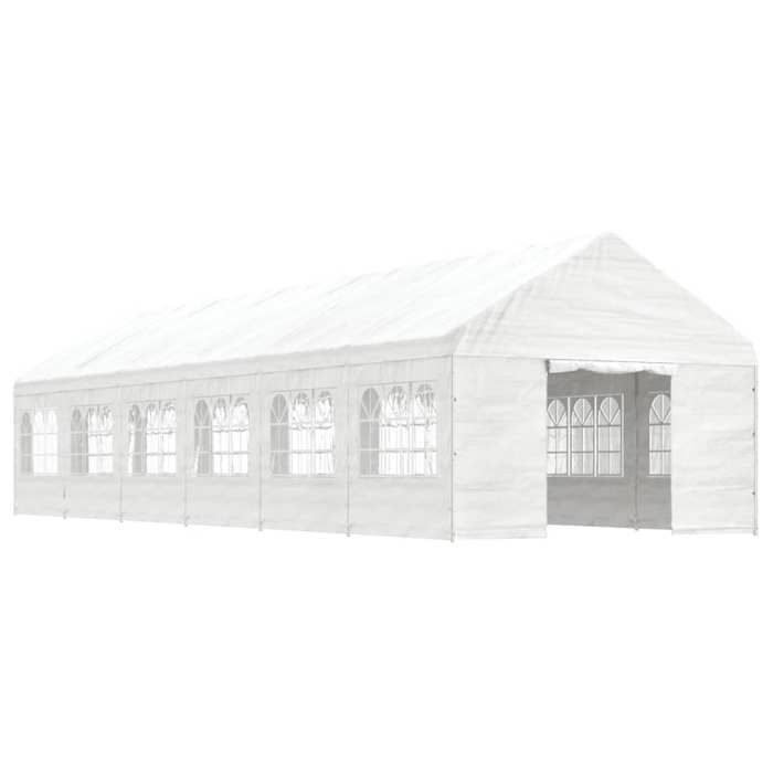 VidaXL Belvédère avec toit blanc 13,38x4,08x3,22 m polyéthylène, tente de fête, chapiteau, abri à auvent, pavillon, tente 3155490
