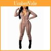 Combinaison Chic Fashion à Revers Moulante Combinaison Longue Sexy pour Femme Bodysuit