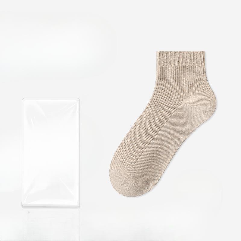 Female Autumn Pure Color Sweat Absorbing Breathable Deodorant Sports Short Tube Cotton Socks