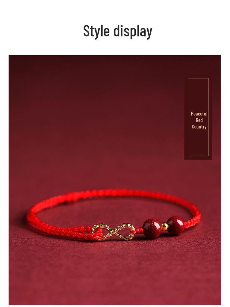 Women's Cinnabar Red String Infinity Bracelet & Anklet - Richly Woven for Couples