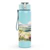 1PC Soft Pastel Mountain Lake Landscape Print 750ml Color Plastic Sports Water Bottle Leakproof Flip Straw Lid Suitable for Sports Office Home Use