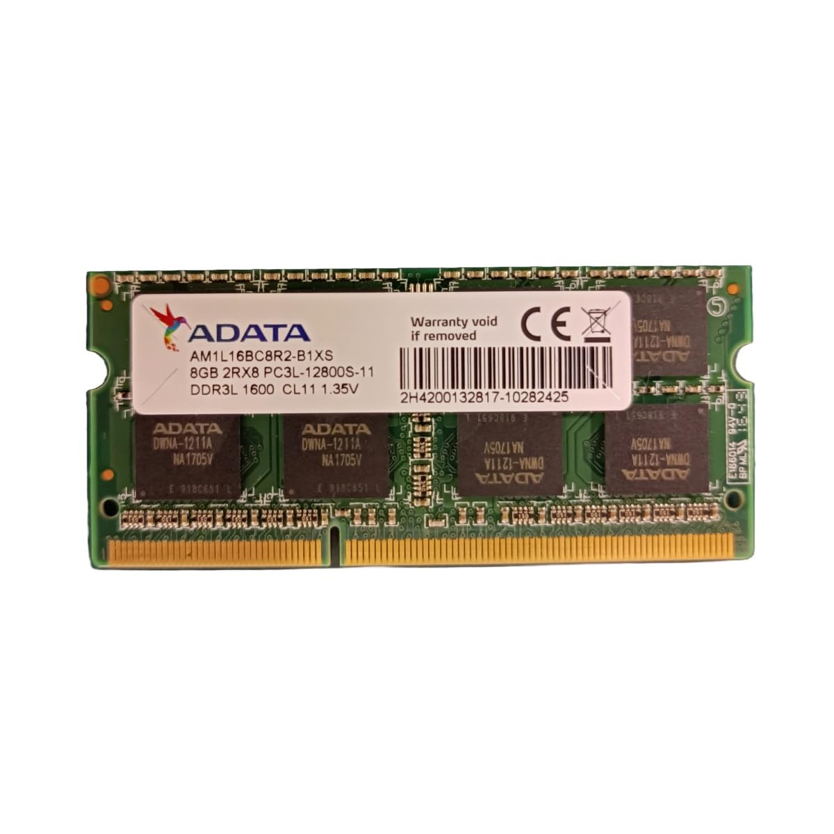 

ADATA PC3L-12800S (DDR3L-1600) 8GB SO-DIMM 204-pin Low-Voltage (1.35V) Laptop Memory AM1L16BC8R2-B1XS
