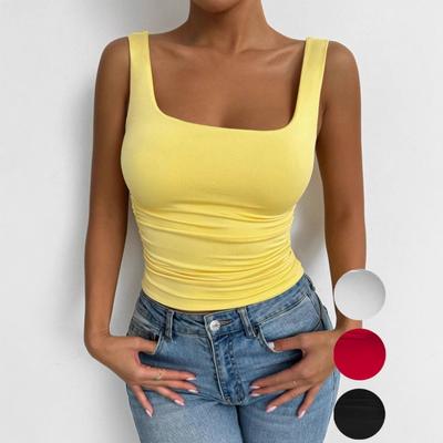 Ärmelloses Damen-Camisole-Top mit quadratischem Ausschnitt, lässiger Basic-Stil, bauchfreies Top