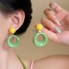 Dopamine Contrasting Color Circle Earrings Women's New Popular Niche Special Earrings Color Circle Exaggerated Earrings