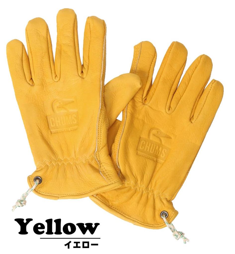 Chums Booby Face Leather Large Gloves, Yellow,
