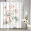 1Pcs Chinese Style Fresh And Elegant Lotus Leaf Bathroom Shower Curtain With 12 Hooks, Bathroom Decoration, Bathroom Accessories