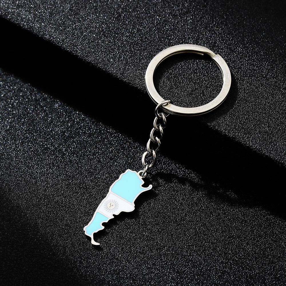 Retro Argentine Enamel Pendant Keychain: Ethnic Style Versatile Titanium Steel Accessory for Men & Women