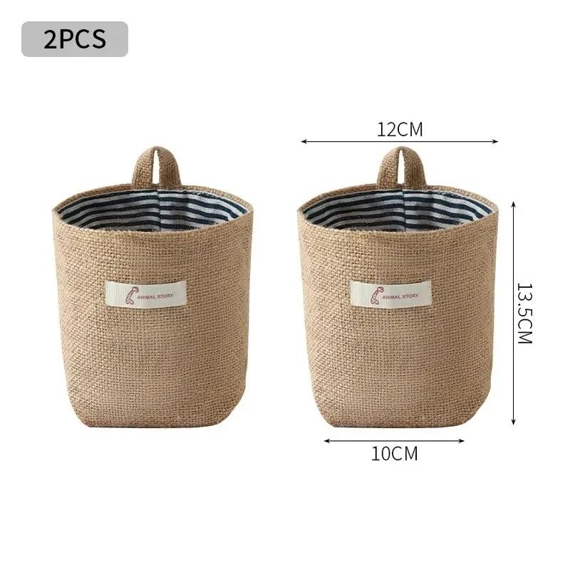 Cotton And Linen Fabric Storage Bag Wall Hanging Storage Bag Hanging Pocket Behind The Door Dormitory Mini Cloth Bag Random Colo