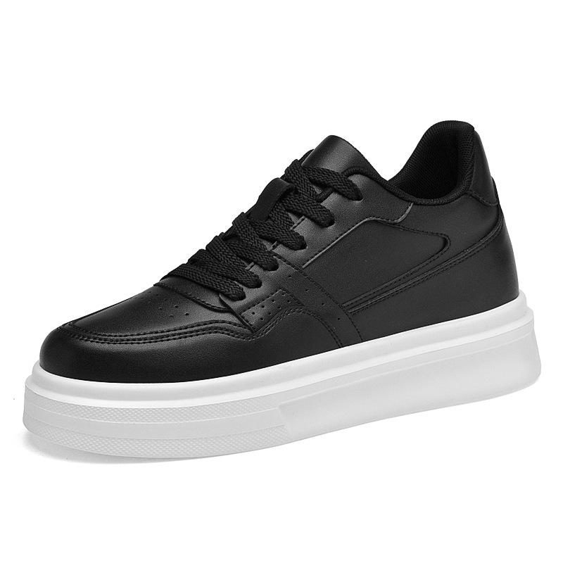 Herren Unsichtbare Höhensteigernde Sneaker 8/10cm Versteckter Absatz Plateau Weiße Skateschuhe Schnürung Dicke Sohle Lässige Laufschuhe 45 schwarz