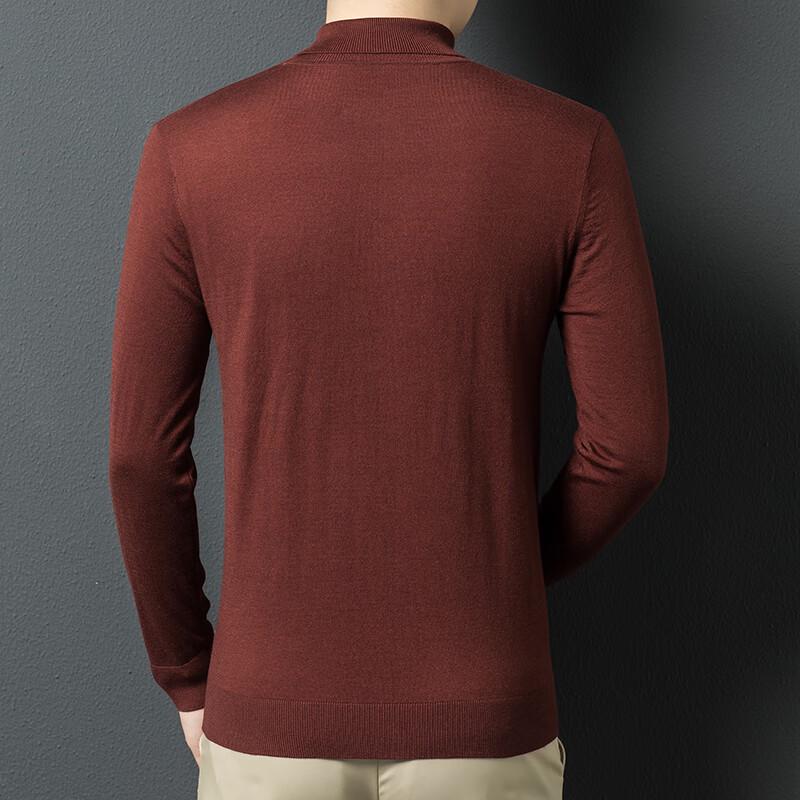 Yiliteng Men's Merino Wool Blend Half-High Collar Knitted Sweater