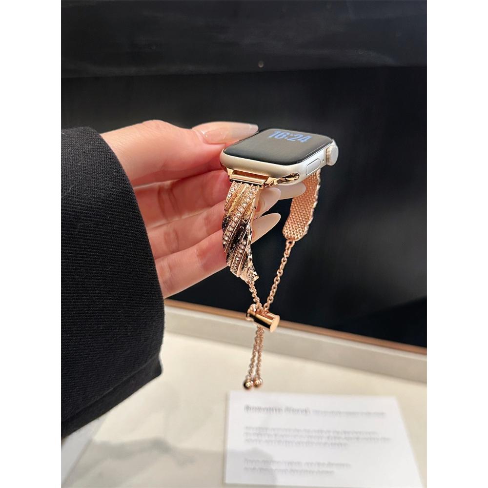 Diagonal Brushed Metal Bracelet Strap Luxury Wristband for Apple Watch 38/40/41/44/45/46/49mm, Compatible with iWatch Series 11 10 9 8 7 SE Ultra